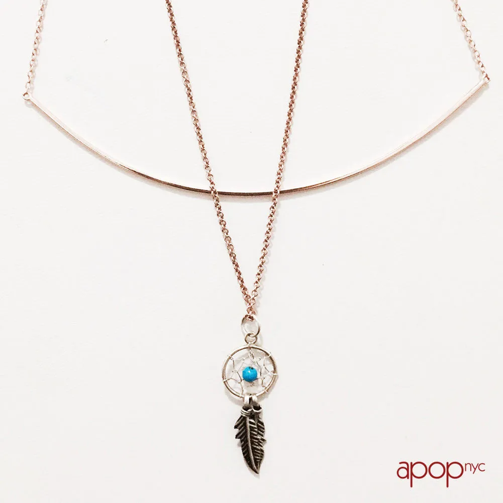"Darling" Rose Gold-Dipped Collar Bar Pendant Necklace