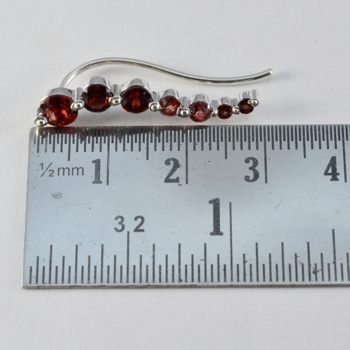 Riyo Decorative 925 Sterling Silver Earring For Female Garnet Earring Bezel Setting Red Earring Ear Cuff Earring