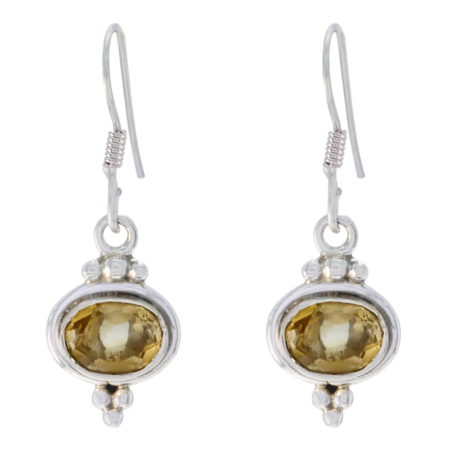 Riyo Genuine Gems oval Faceted Yellow Citrine Silver Earrings graduation gift