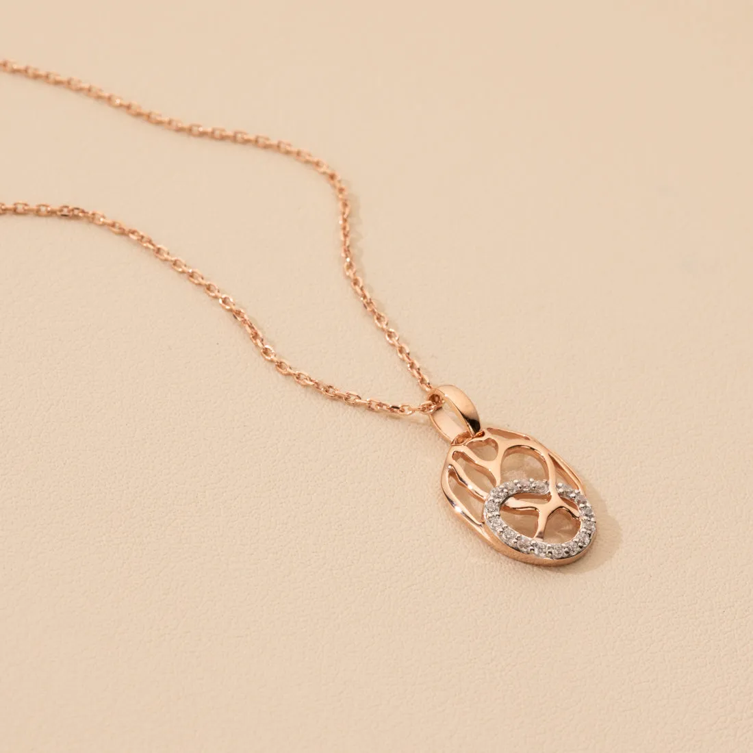 Rose-Tone Sterling Silver Organic Lattice Raindrop Pendant
