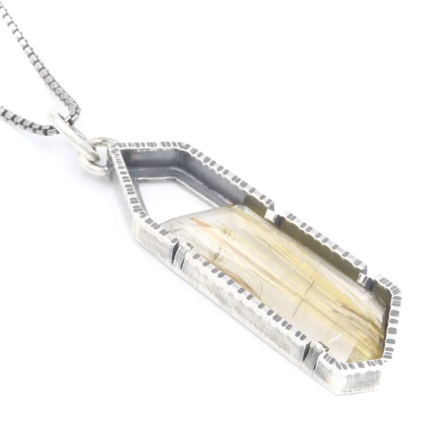 Rutilated Quartz Polygon Pendant