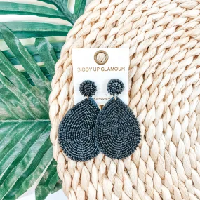 Seed Bead Teardrop Earrings In Black