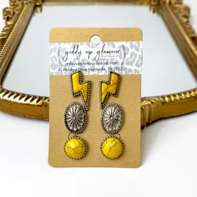 Set Of Three | Lightning Bolt and Concho Stud Set in Mustard Yellow