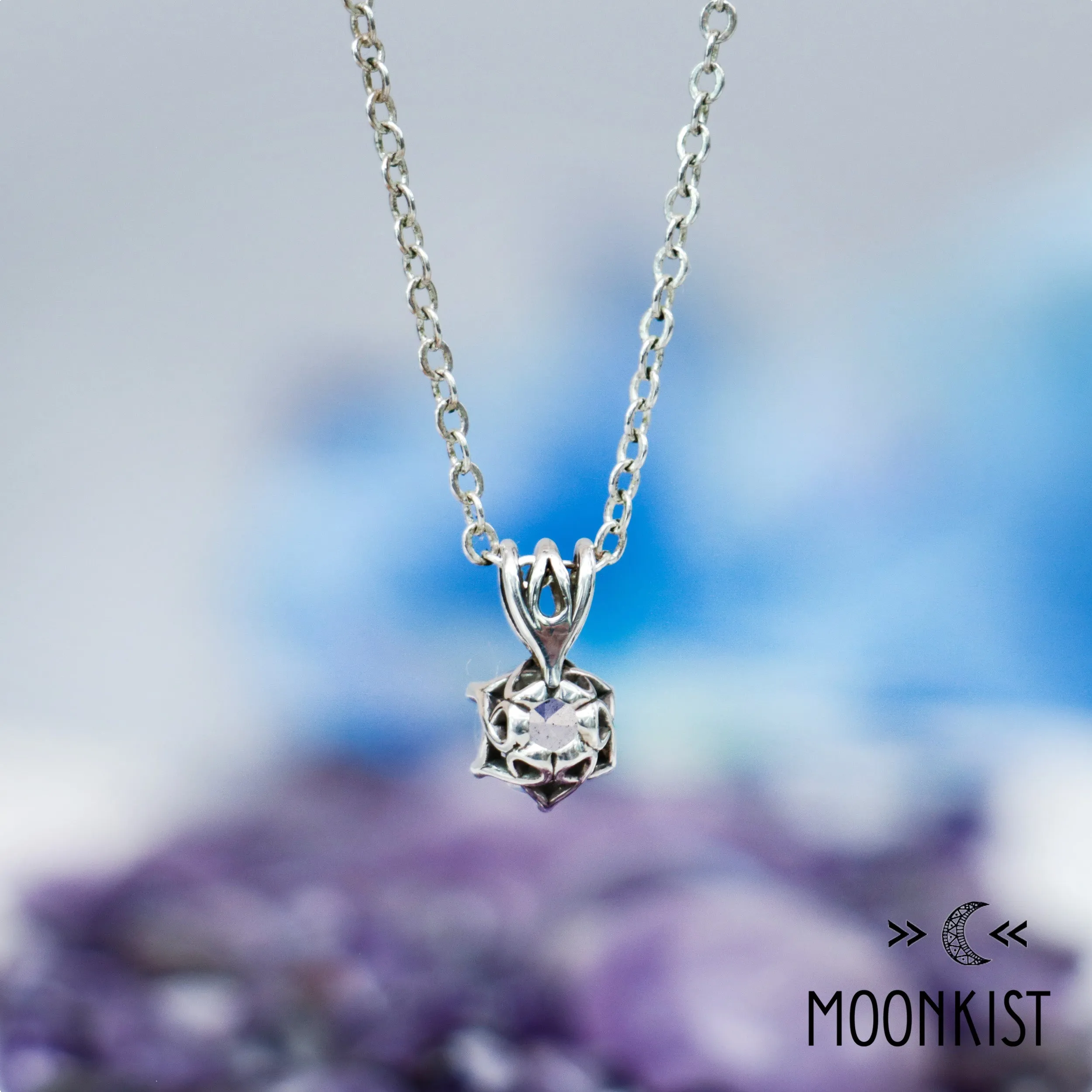 Silver White Sapphire Single Stone Pendant Necklace | Moonkist Designs