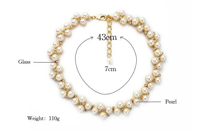 Simulated Pearl  BridesMaid / Wedding / Cocktail Choker Styled Necklace