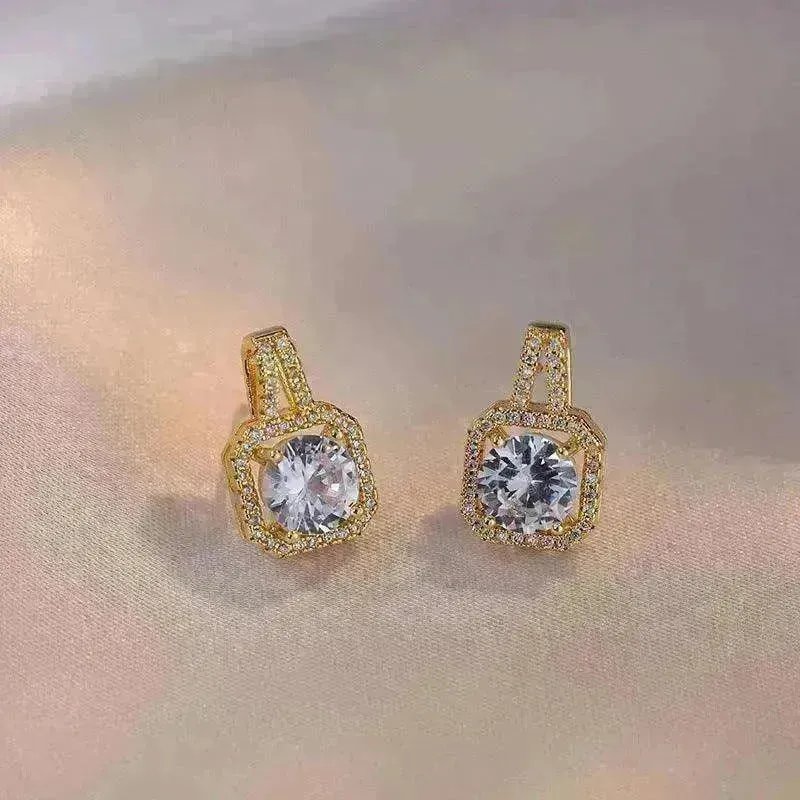 Three-piece Fashion Micro Inlaid Zircon Suit Women Necklace Earring Ring