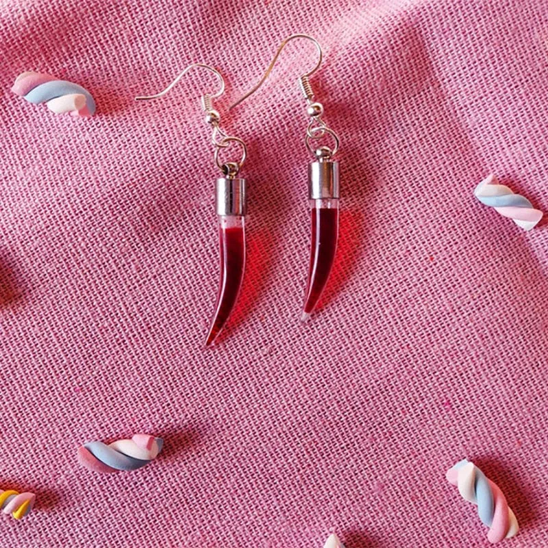 Vampire Fang Vial Necklace & Earrings
